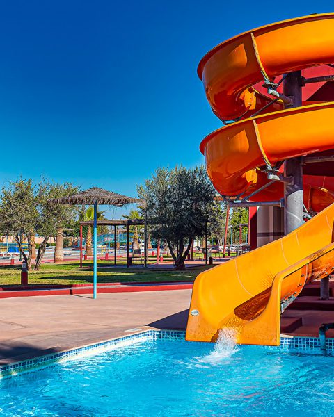 Red & Orange Slide Aquapark Eden Andalou 5 etoiles SPA, suites and aquapark Marrakech ALL inclusive