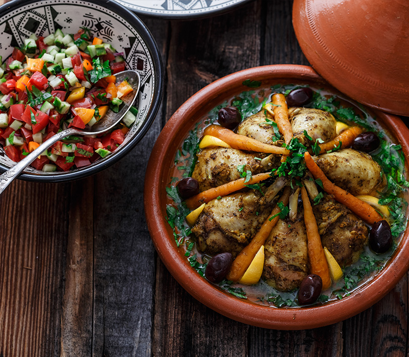 Chicken Tajine Le Fez Moroccan food all inclusive Eden Andalou 5 etoiles SPA, suites and aquapark Marrakech